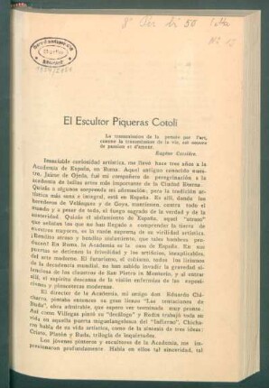 El escultor Piqueras Cotoli