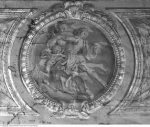 Gewölbeausmalung mit mythologischen Szenen, oberes Rahmenmedaillon: Minerva und Aeneas