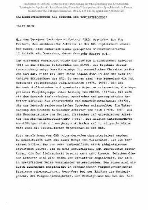 Gastarbeiterdeutsch als Spiegel der Kontaktprozesse