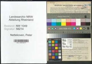 Entnazifizierung Peter Nettekoven , geb. 20.07.1896 (Betriebsfuehrer)