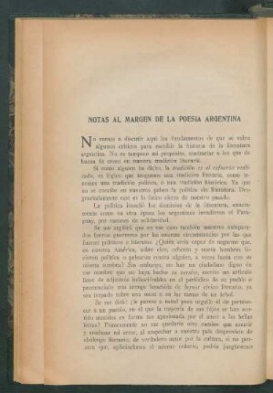 Notas al margen de la poesía argentina