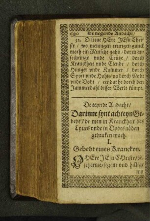 De teynde Andacht/ Darinne synt achteyn Gebede/ ...