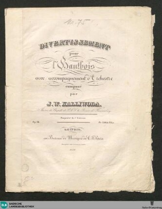 Divertissement pour l'hautbois avec accompagnement d'orchestre : Op. 58