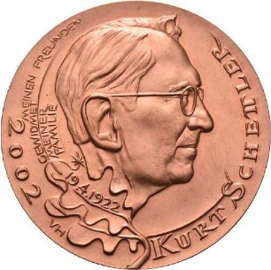 Medaille von Victor Huster zum 80. Geburtstag Kurt Schneiders