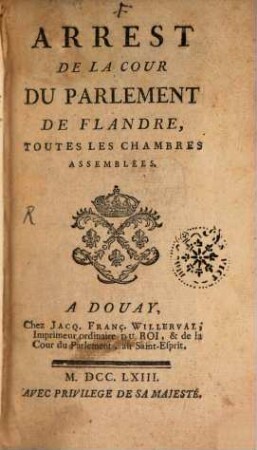 Arrest de la cour du Parlement de Flandre