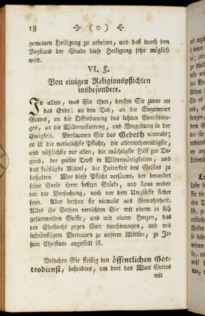 VI. §. Von einigen Religionspflichten insbesondere.