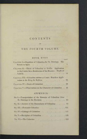 Contents of the fourth volume.