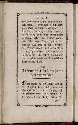 Um Erkenntniß des wahren Nebenmenschen