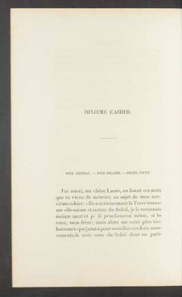 Dixieme cahier. Jour sidéral. - Jour solaire. - Soleil fictif.