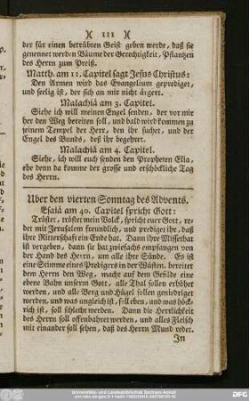Uber den vierten Sonntag des Advents. Esaiä am 40. Capitel spricht Gott: