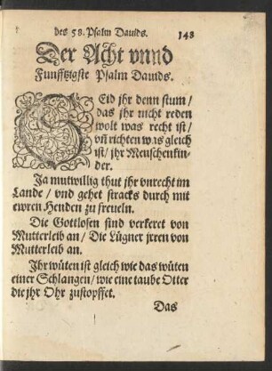 Der Acht unnd Funfftzigste Psalm Davids.