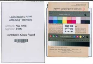 Entnazifizierung Claus Rudolf Bliersbach , geb. 10.11.1890 (Landarbeiter)
