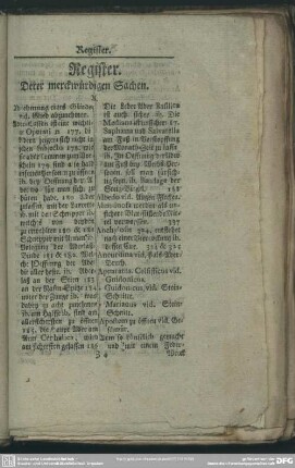 Register Derer merckwürdigen Sachen
