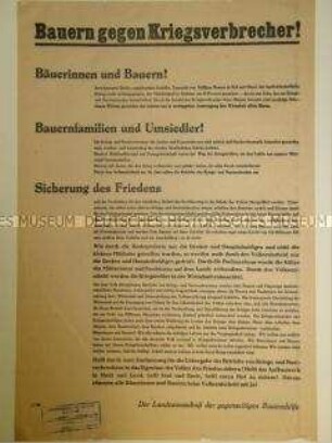 Maueranschlag mit dem Aufruf des Landesausschusses der VdgB zum Volksentscheid über die Enteignung der Kriegs- und Naziverbrecher