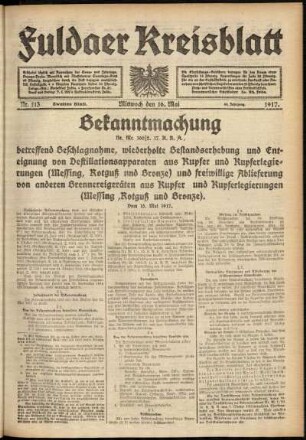 Zweite Ausgabe vom Mittwoch, den 16. Mai 1917.