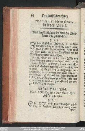 Erstes Hauptstück. Von dem Erlöser der Menschen Jesu Christo.