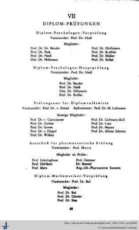 VII. Diplom-Prüfungen