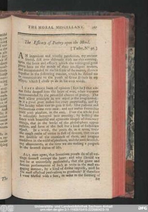 The Essicacy of Poetry upon the Mind.
