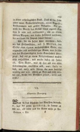 VII. Körperliche Bewegung.