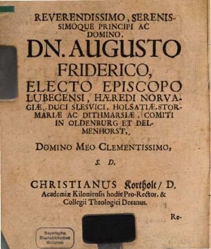 Christiani Kortholti ... De Calumniis Paganorum In Veteres Christianos Sparsis Tractatus