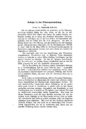 Erfolge in der Fürsorgeerziehung