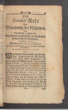 Synodal-Rede von Bewahrung der Wahrheit
