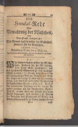Synodal-Rede von Bewahrung der Wahrheit