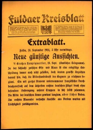 Ausgabe vom Freitag, den 18. September 1914.