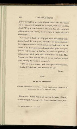 LXI. Le Roi au Landgrave (22 décembre 1605)