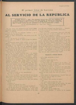 "Al servicio de la República" - el primer libro de Lerroux