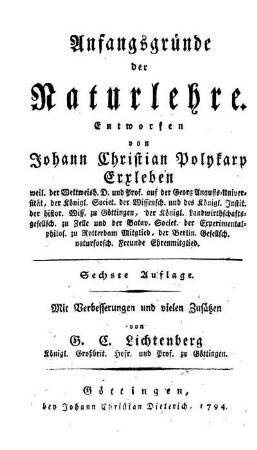 Anfangsgründe der Naturlehre