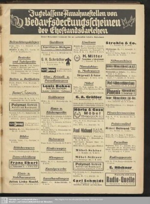 Zugelassene Annahmestellen von Bedarfsdeckungsscheinen der Ehestandsdarlehen