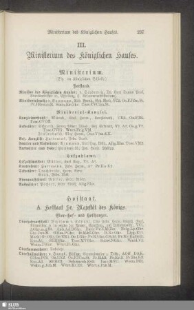III. Ministerium des Königlichen Hauses
