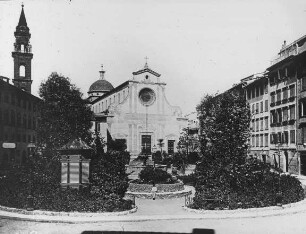 Florenz, S. Spirito, Fassade noch mit gemalter Fassadengliederung, heute verputzt; Brunelleschi, Filippo