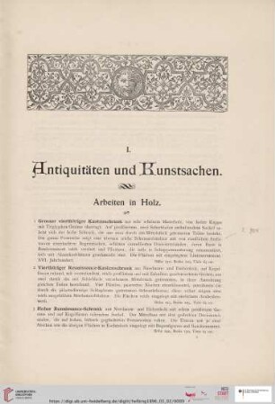 I. Antiquitäten und Kunstsachen (Nr. 1 - 678)