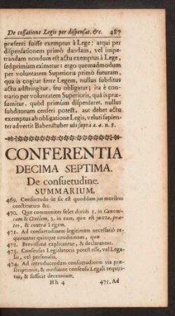 Conferentia Decima Septima. De consuetudine