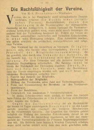 Die Rechtsfähigkeit der Vereine