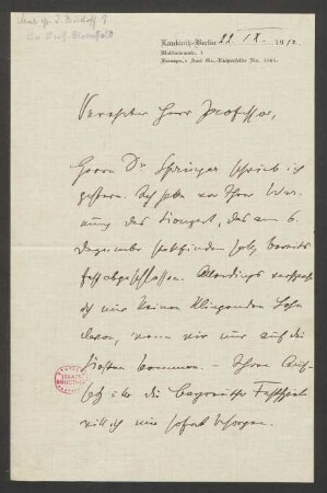 Brief an Richard Sternfeld : 22.09.1912