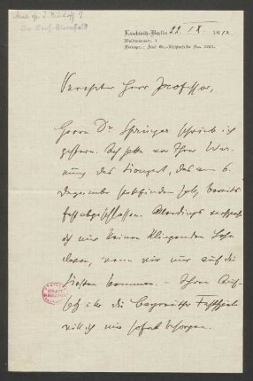 Brief an Richard Sternfeld : 22.09.1912