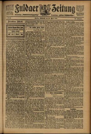 Zweite Ausgabe vom Mittwoch, den 25. April 1906.