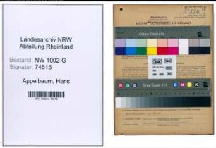 Entnazifizierung Hans Appelbaum, geb. 10.07.1912 (Gewerbe)