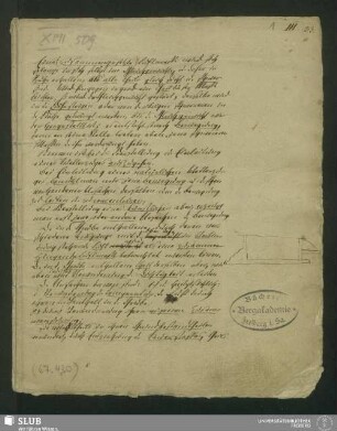 Exzerpte von Vorlesungsmanuskripten über Bergbaukunde und Aufbereitung - XVII 509 8.