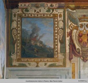 Wanddekoration mit Flusslandschaft und den Allegorien der Elemente