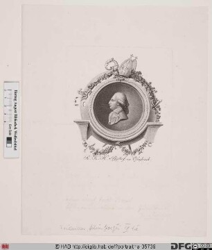 Bildnis Friedrich August (Frederick Augustus), kgl. Prinz von Großbritannien, Irland u. Hannover, 1784 Herzog von York u. Albany, 1764-1802 letzter Fürstbischof von Osnabrück