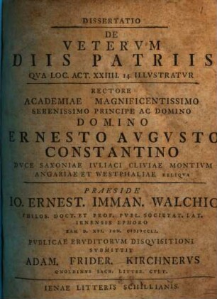 Dissertatio De Vetervm Diis Patriis : Qva Loc. Act. XXIIII. 14. Illvstratvr