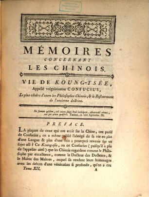 Mémoires concernant l'histoire, les sciences, les arts, les moeurs, les usages ... des Chinois par les missionnaires de Pékin. 12. 1786