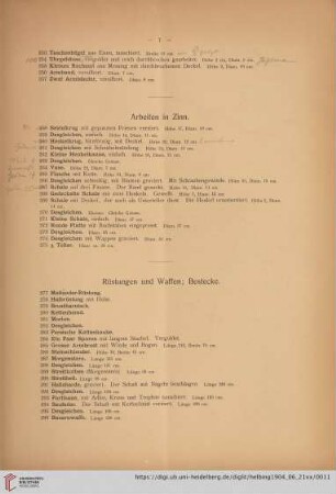 Arbeiten in Zinn (Nr. 258-275)