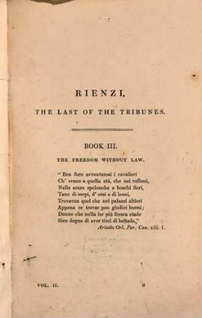 Rienzi : the last of the tribunes. 2