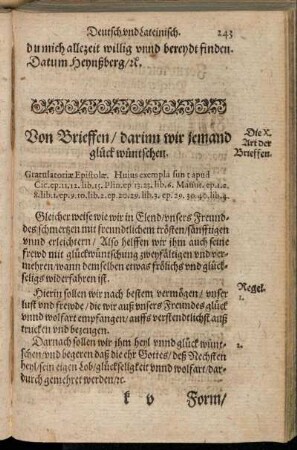 [Caput Undecimum.] Von Brieffen/ darinn wir jemand glück wüntschen.
