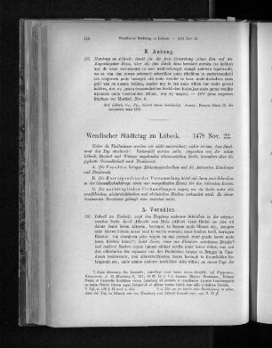 Wendischer Städtetag zu Lübeck. - 1478 Nov. 22.
